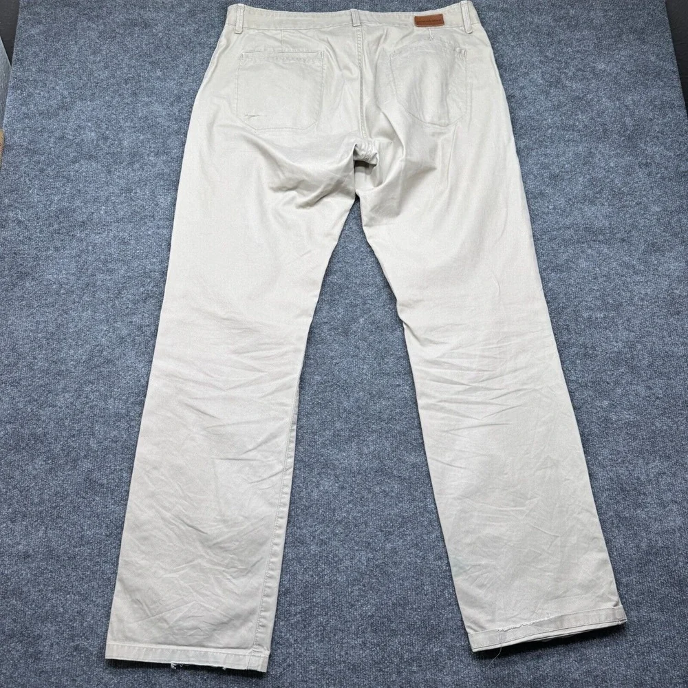 Grown‎ & Sewn Pants Mens 35 x 33 Beige Button Fly Chino Cotton